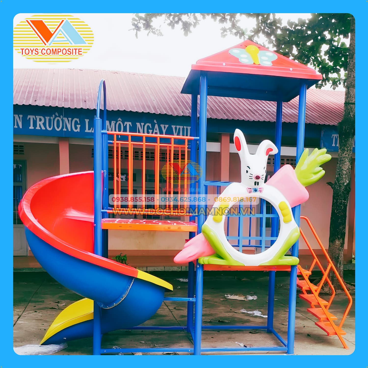 Cầu trượt xoắn con thỏ 2 sàn_CT 001