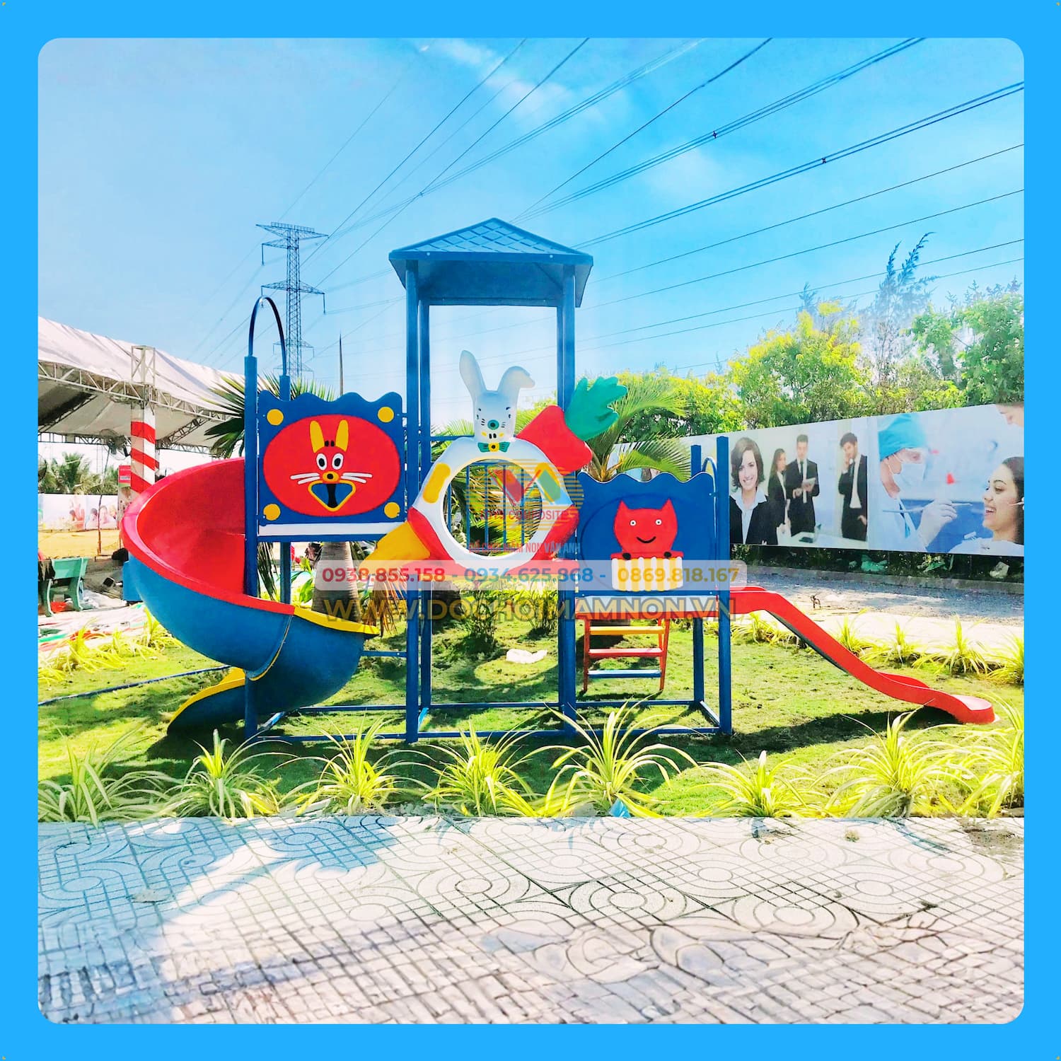 Cầu trượt xoắn con thỏ 3 sàn_CT 002
