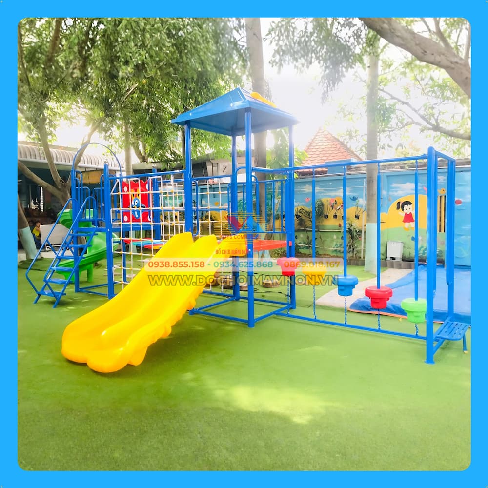 Cầu trượt 2 máng có xích đu _ CT 006