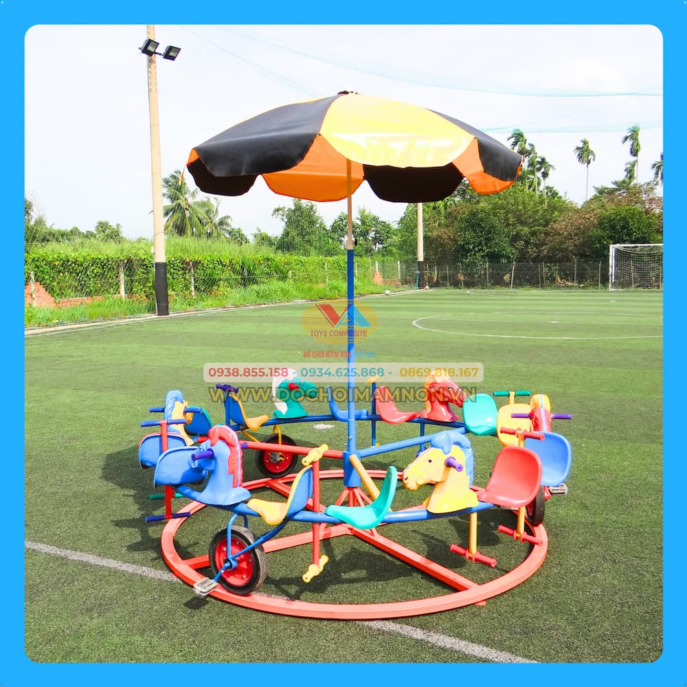 Đu Quay đạp đường ray 12 ghế có dù_DQ 003A