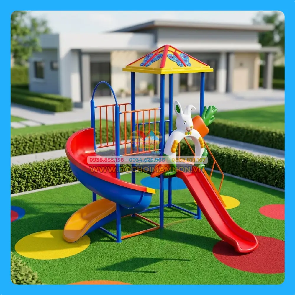Cầu trượt trẻ em xoắn con thỏ 2 sàn_CT 003 – ảnh 1
