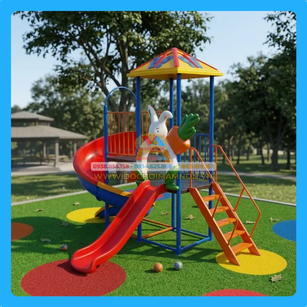 Cầu trượt trẻ em xoắn con thỏ 2 sàn_CT 003 – ảnh 2