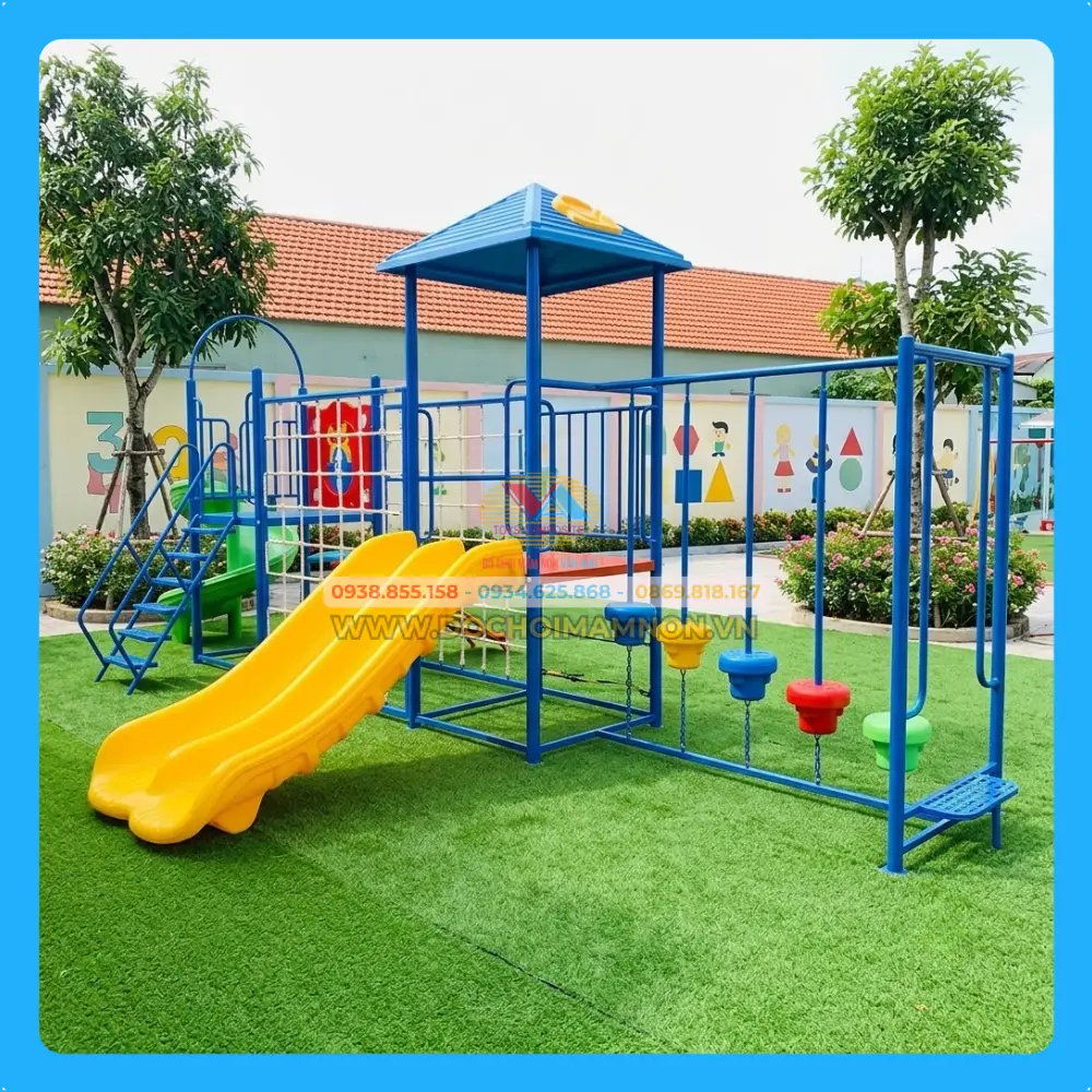 Cầu trượt 2 máng có xích đu_CT 006 – ảnh 1