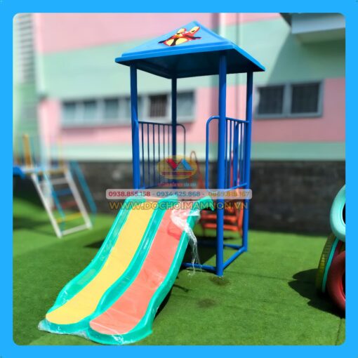 Cầu trượt 1 máng đôi có mái_CT 028 - ảnh thực tế