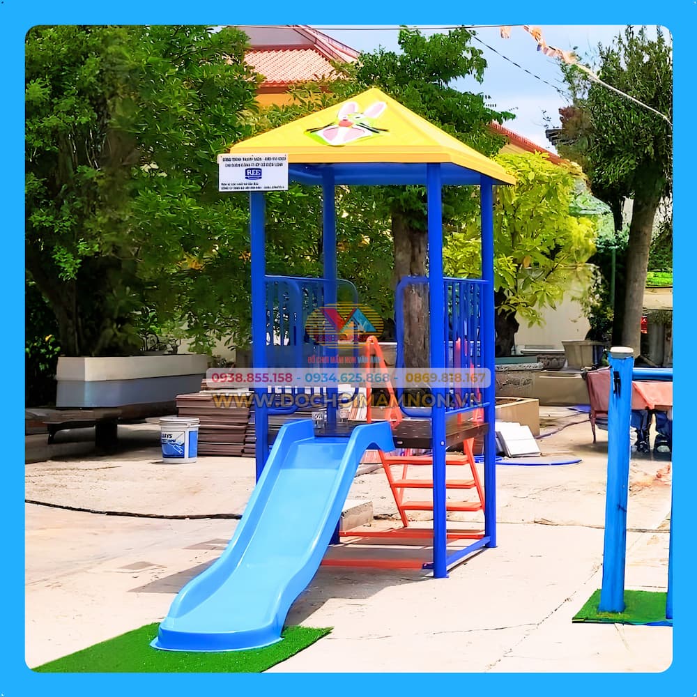 Cầu trượt 1 máng có mái che_CT 033