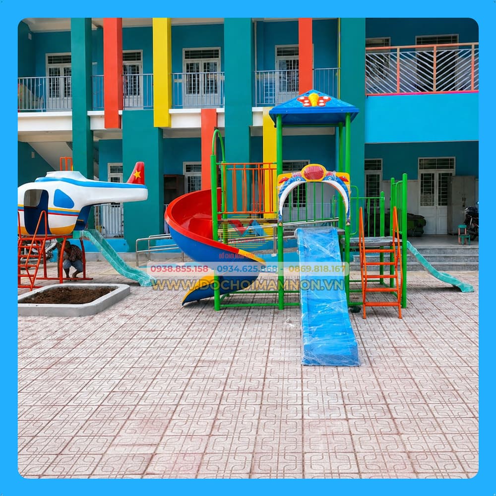 Cầu trượt xoắn 3 sàn 2 máng_CT 035