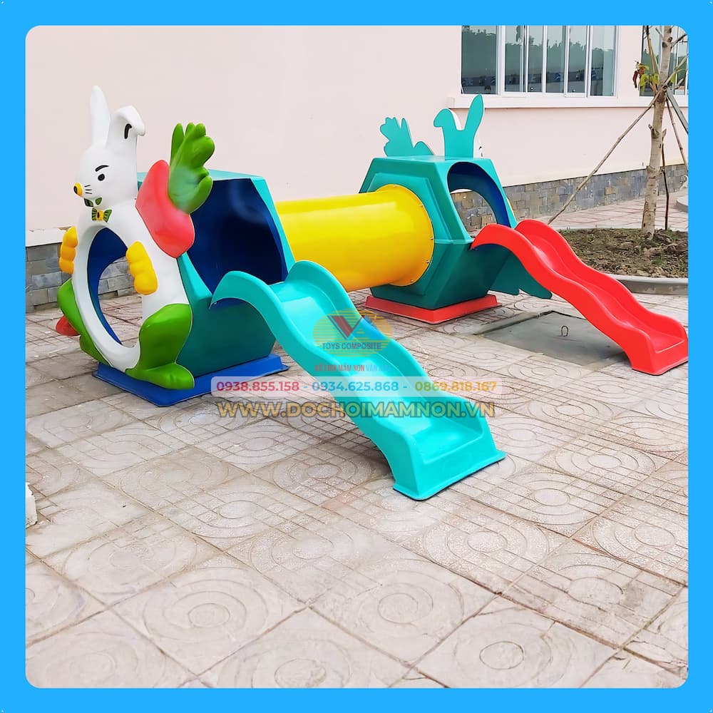 Bộ cầu trượt ống xí ngầu 2 mặt nạ thỏ_CT 036