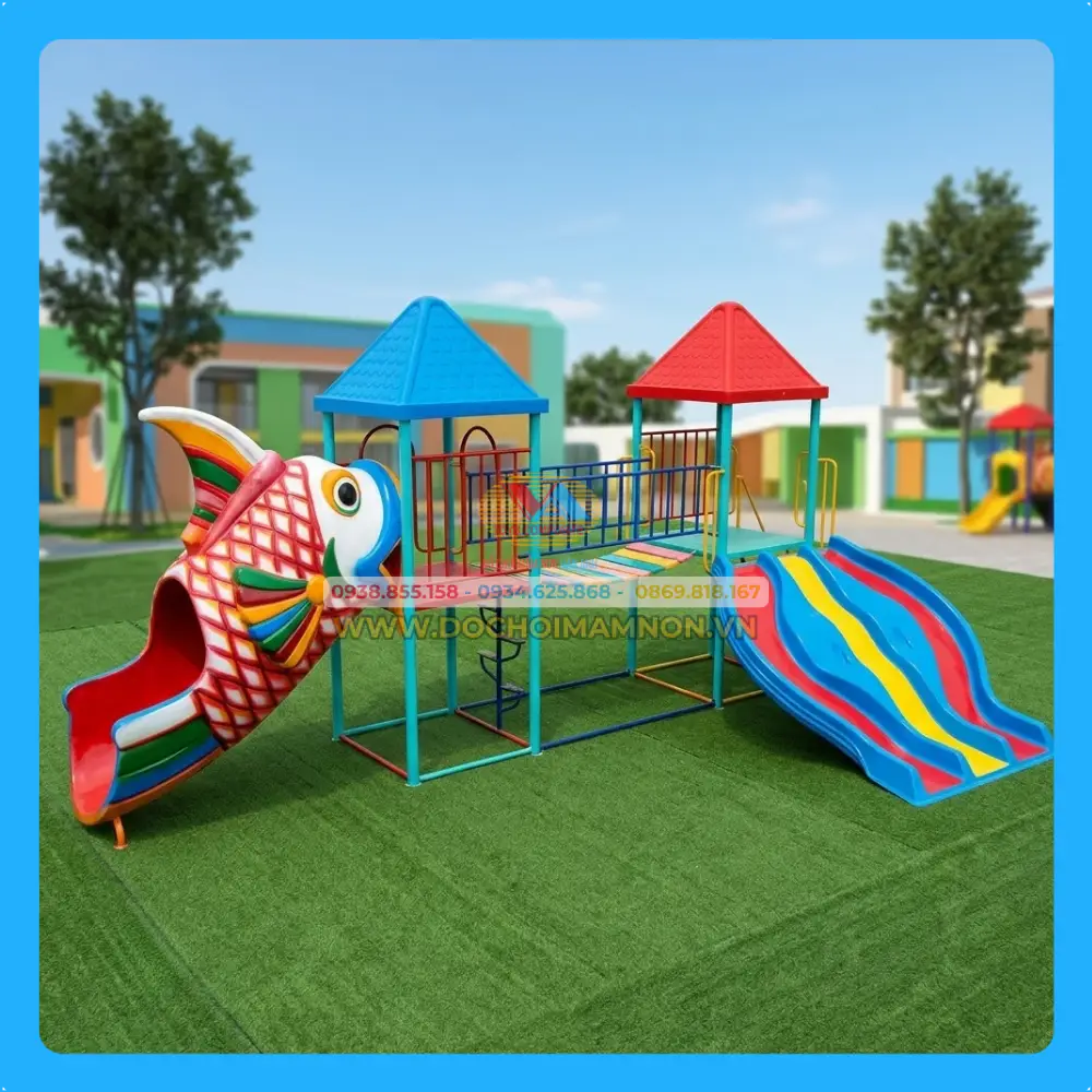 Cầu trượt 3 lang con cá CT 011