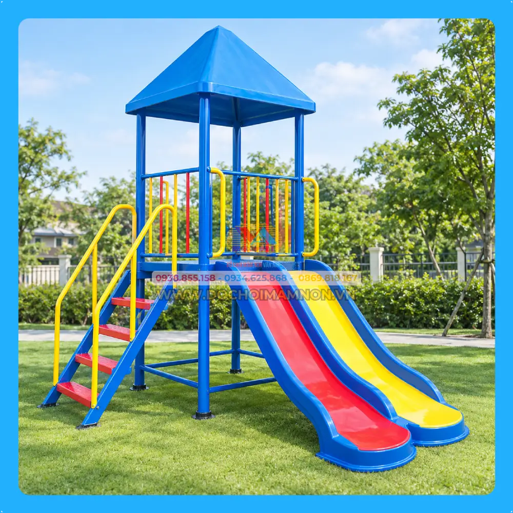 Cầu Trượt Máng Đôi Có Mái CT 013 – ảnh 1
