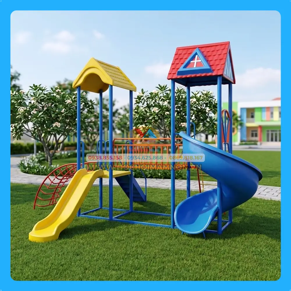 Cầu trượt xoắn 2 máng 2 mái_CT 019 – ảnh 1