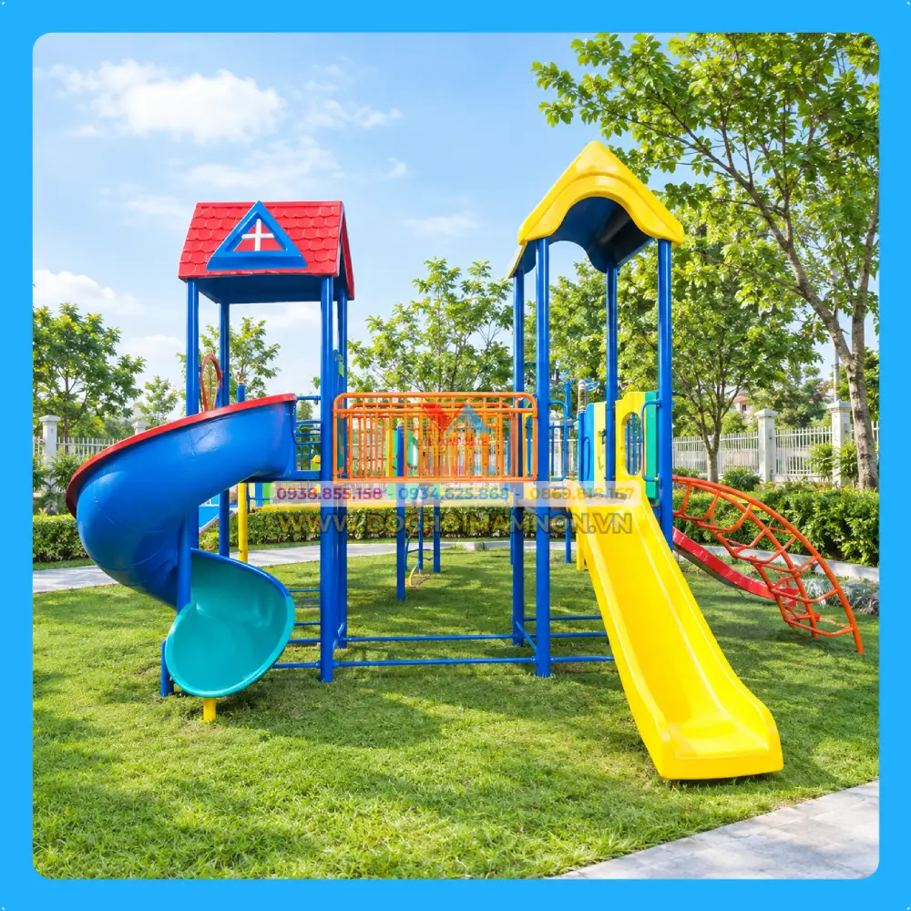 Cầu trượt xoắn 2 máng 2 mái_CT 019 – ảnh 2