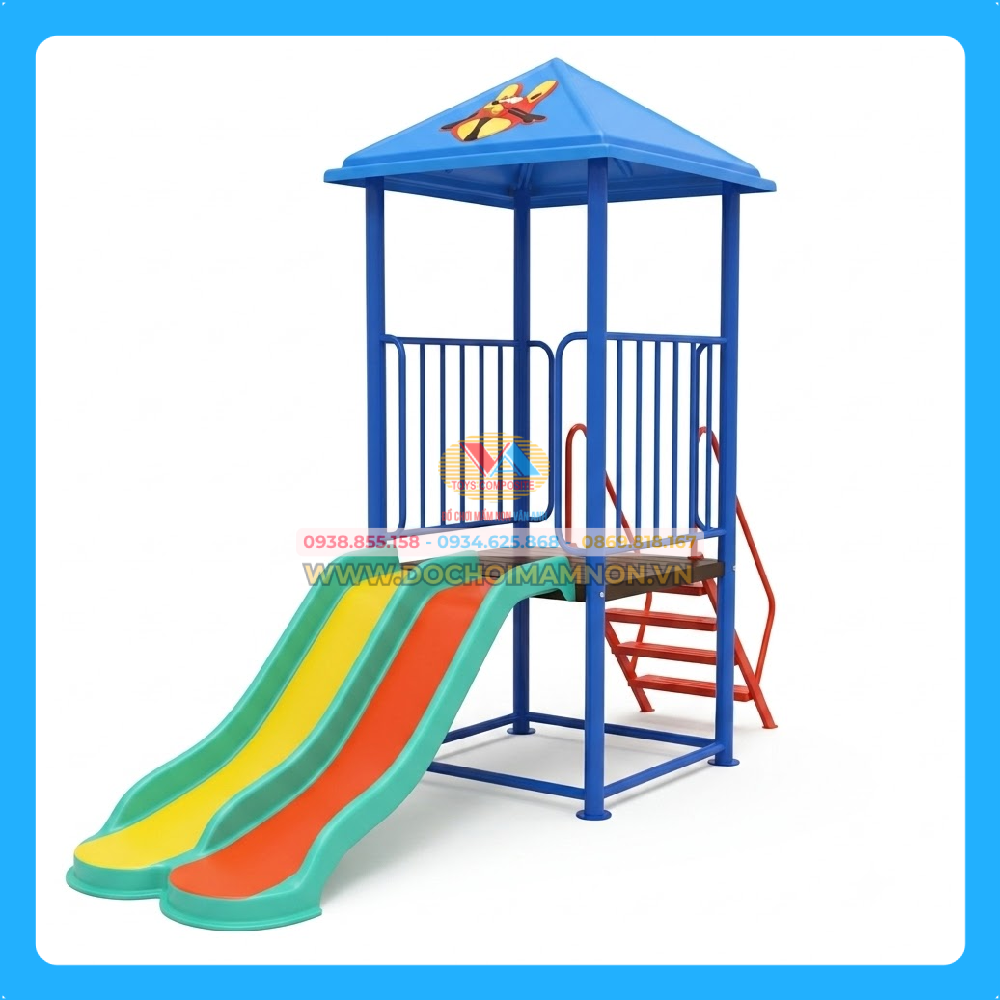 Cầu trượt 1 máng đôi có mái_CT 028 – ảnh 2