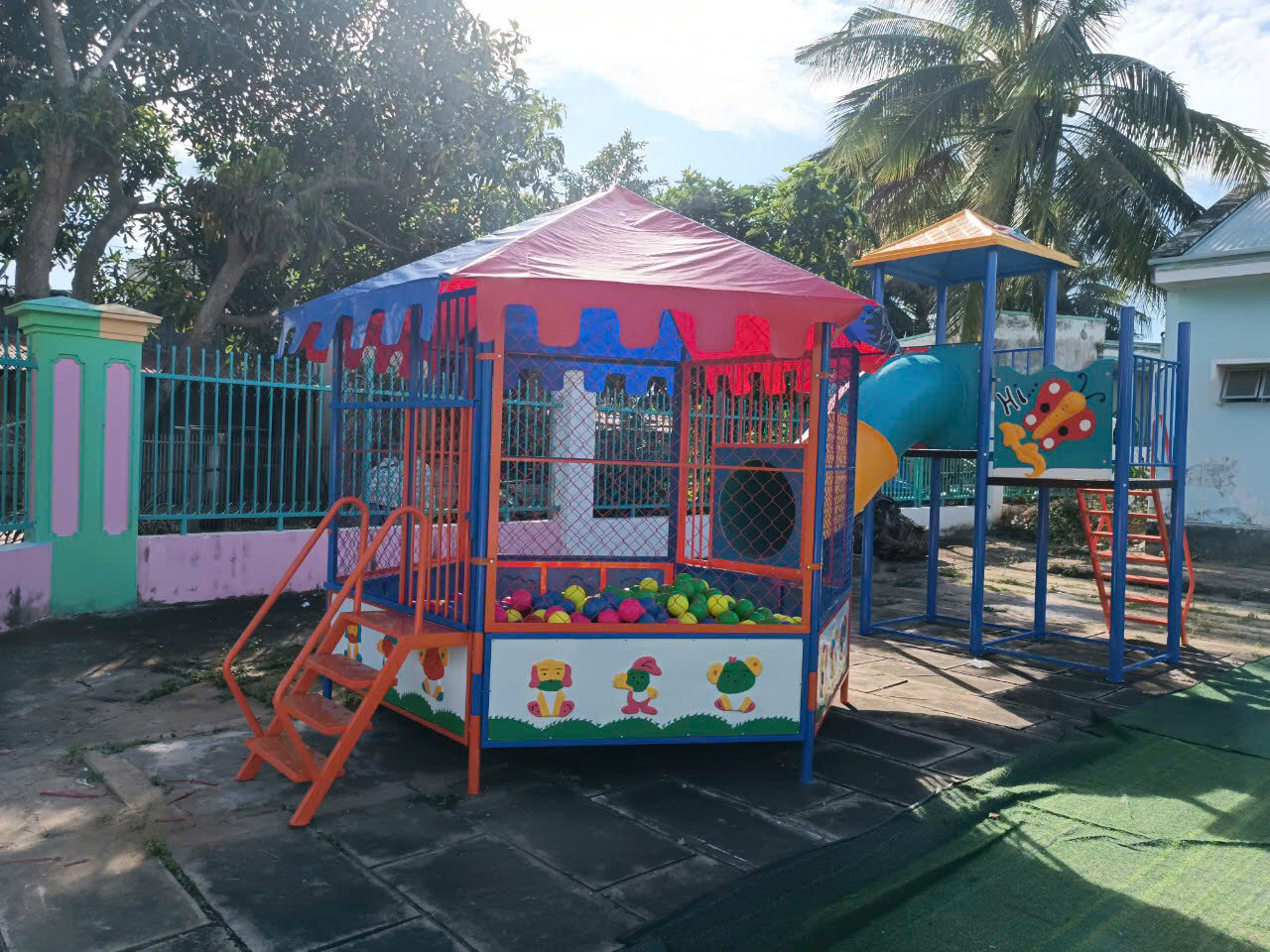 Nhà Banh Liên Hoàn Cầu Trượt Ống_NB 003