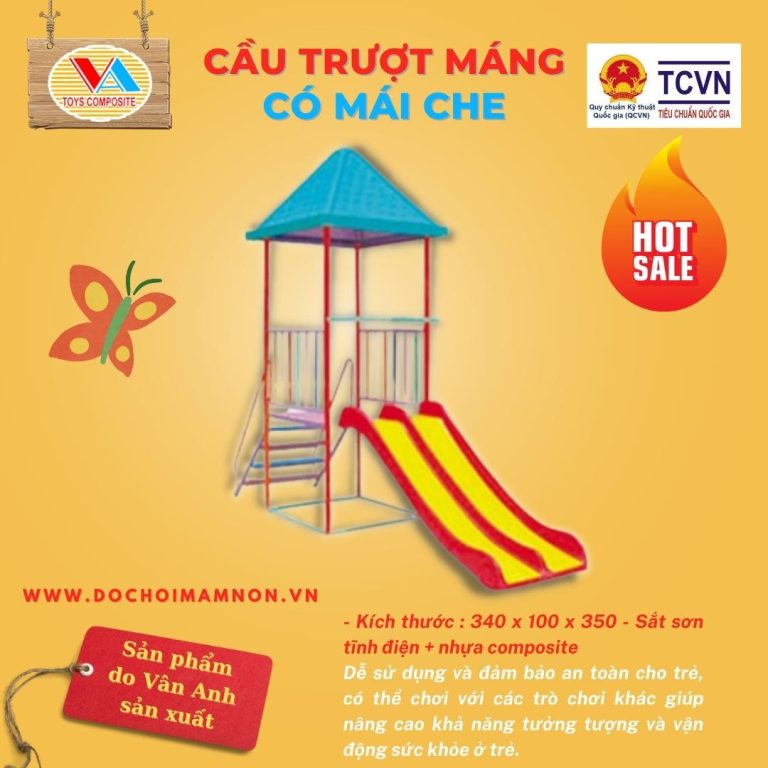 Cầu trượt 1 máng đôi có mái che