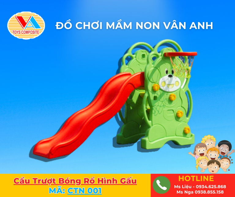 CẦU TRƯỢT BÓNG RỔ 2 trong 1 giá rẻ tiện dụng cho bé