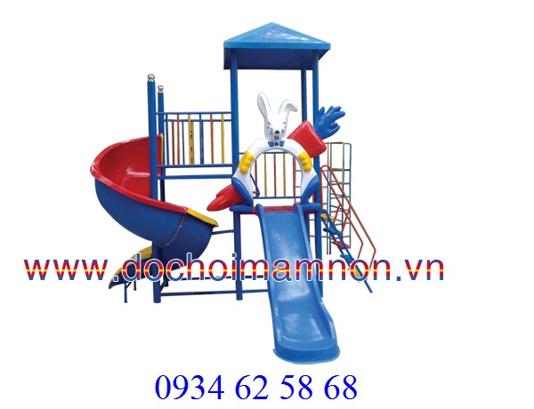 Cầu trượt trẻ em soắn con thỏ 2 sàn_CT 003