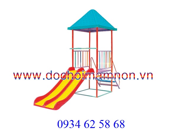 Cầu trượt 1 máng đôi có mái_CT 028