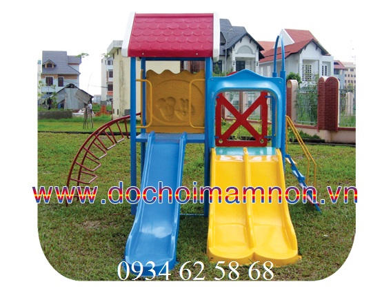 Cầu trượt 2 máng có mái che_CT 060