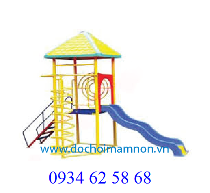 Cầu trượt 1 máng có mái che_CT 089