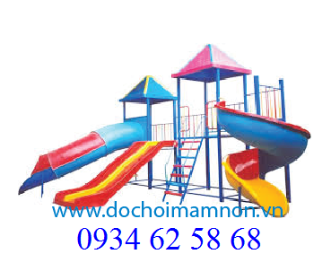 Bộ Cầu trượt ống, máng xoắn 3 sàn, 2 mái_CT 095