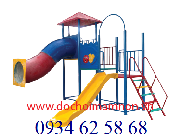 Bộ cầu trượt ống 2 sàn có mái_CT 103