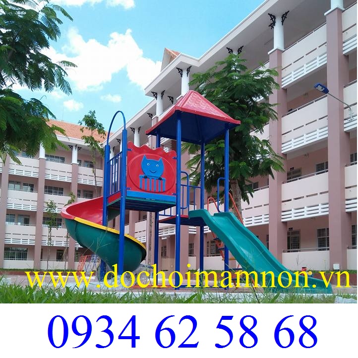 Cầu trượt xoắn 2 sàn có mái_CT 107