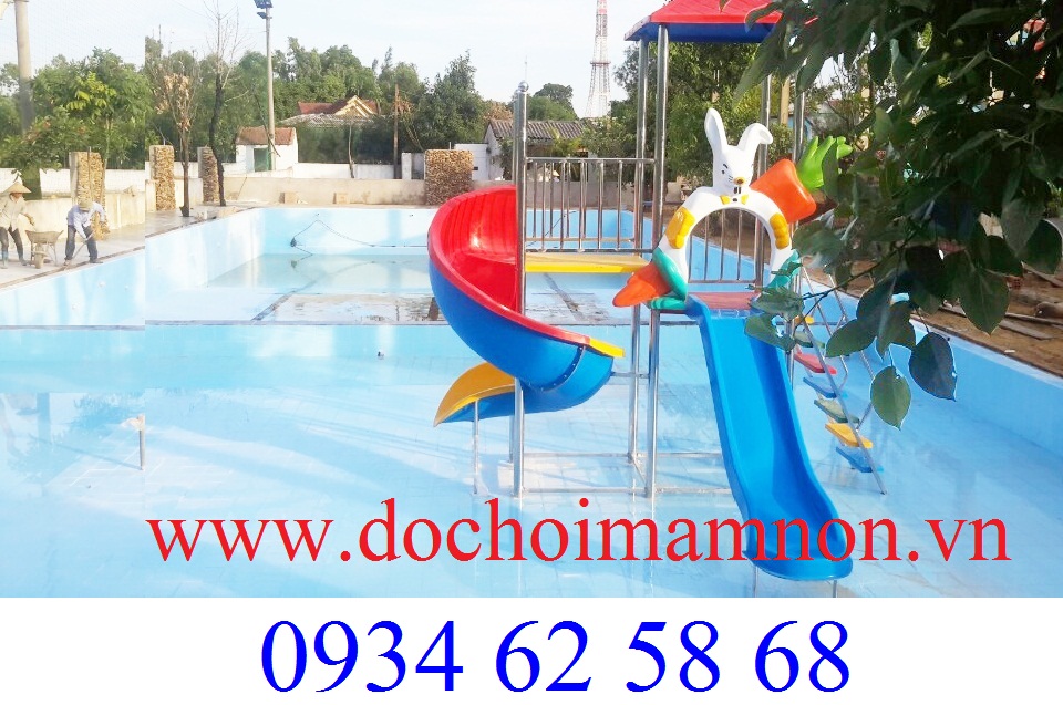 Cầu trượt hồ bơi xoắn thỏ 2 sàn_CT 109
