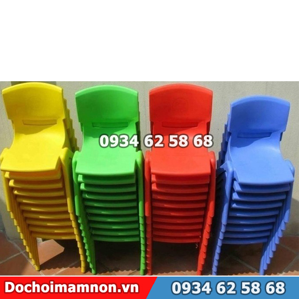 Ghế mầm non màu xanh da trời đỏ vàng xanh lá