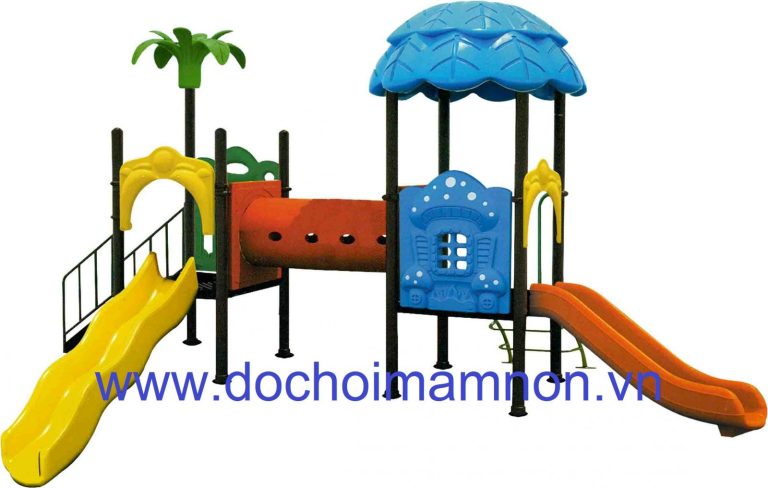 Nhà chơi hai khối ống chui hình cây dừa ngộ nghĩnh