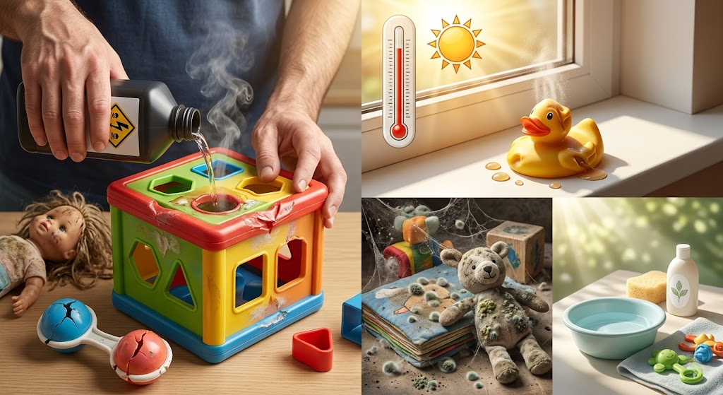 Đổi tư duy từ 'đợi bẩn mới rửa' sang 'vệ sinh phòng ngừa' và nói không với hóa chất, nhiệt độ cao để đồ chơi luôn là người bạn an toàn của trẻ
