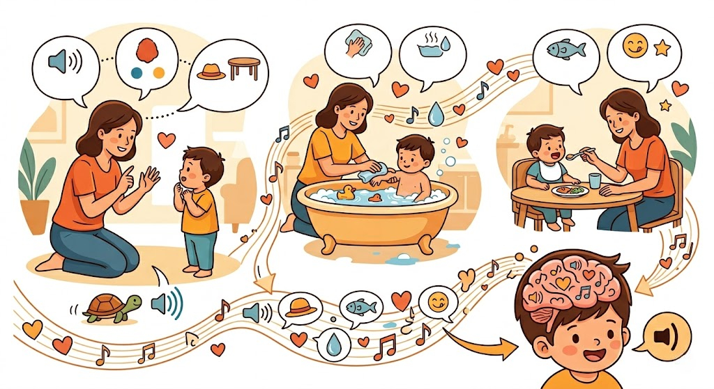 Tương tác tích cực: Chìa khóa vàng để mở cửa khả năng ngôn ngữ và trí tuệ của con.