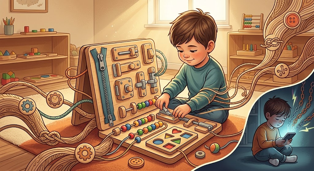 Đồ chơi Montessori là nhóm đồ chơi giáo dục được thiết kế để trẻ tự khám phá, tự thao tác và học kỹ năng thực tế thông qua trải nghiệm bằng tay thay vì chỉ tiếp nhận thụ động từ màn hình.