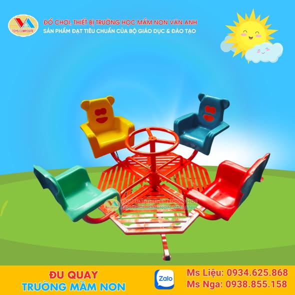 Đu quay gấu ghế 4 chổ - Đồ chơi mầm non Vân Anh
