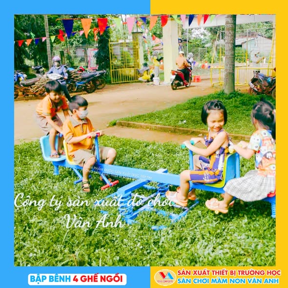 Bập bênh đòn 4 chổ ngồi - Đồ chơi mầm non Vân Anh