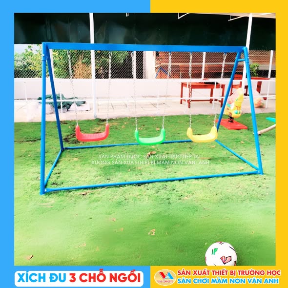 Xích đu 3 chổ ngồi - thiết bị, đồ chơi mầm non Vân Anh