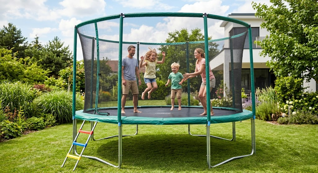 Bạt nhún Trampoline phù hợp cho các gia đình có sân vườn rộng, là lựa chọn tuyệt vời cho các hoạt động vui chơi, giải trí vào cuối tuần