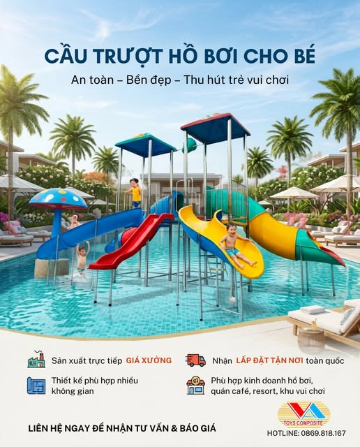 Cầu trượt hồ chơi Vân Anh - đơn vị thiết kế, lăp đặt trọn gói giá gốc tận xưởng