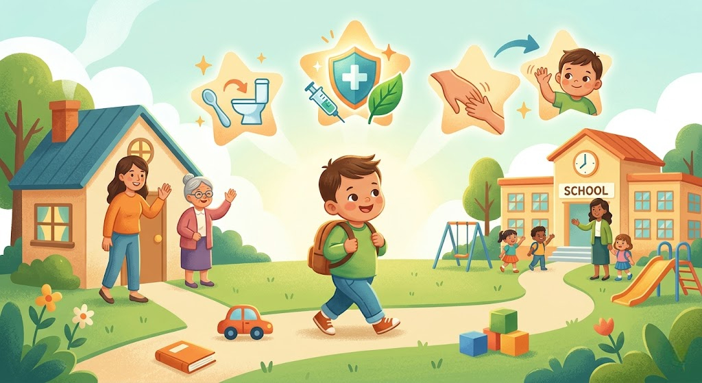 Hành trang tuyệt vời nhất để con tự tin bước vào thế giới mới chính là sự sẵn sàng về kỹ năng cá nhân, sức khỏe ổn định và một tâm lý vững vàng khi rời xa vòng tay mẹ