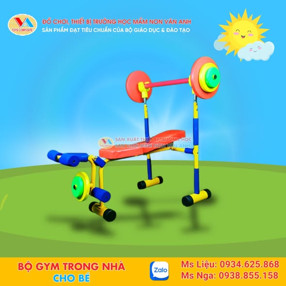 Dụng cụ tập đẩy tạ được thiết kế mô phỏng hoàn hảo, trọng lượng cực nhẹ, đảm bảo an toàn tuyệt đối cho hệ cơ bắp và xương khớp của trẻ.