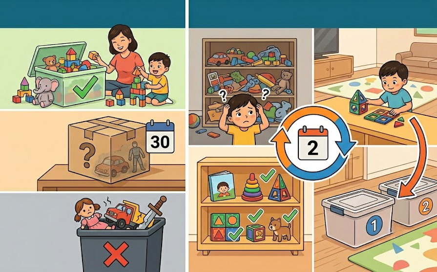Quy trình 2 bước phân loại và xoay vòng đồ chơi khoa học giúp con luôn hào hứng, ba mẹ nhẹ tênh