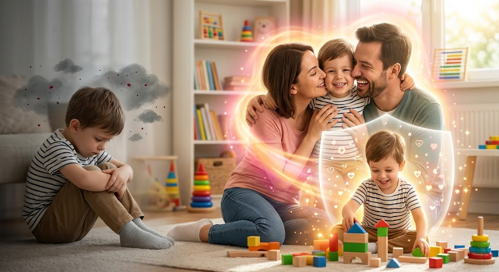 Tình yêu thương từ gia đình và một tinh thần vui vẻ chính là 'lá chắn' đề kháng tự nhiên vững chắc nhất bảo vệ sức khỏe của trẻ