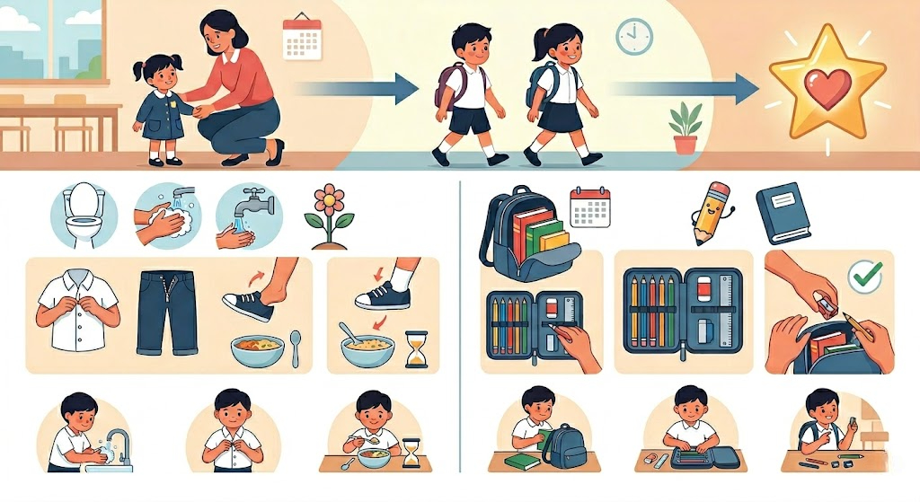 Rèn luyện kỹ năng tự phục vụ: Hành trang thiết yếu giúp con tự lập và tự tin bước vào lớp 1.