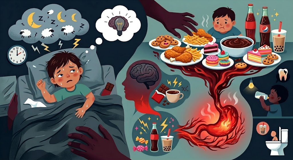 Đừng để những bữa ăn no sát giờ ngủ, đồ vặt nhiều đường hay thói quen uống sữa đêm vô tình trở thành 'kẻ cắp' đánh mất giấc ngủ ngon của trẻ