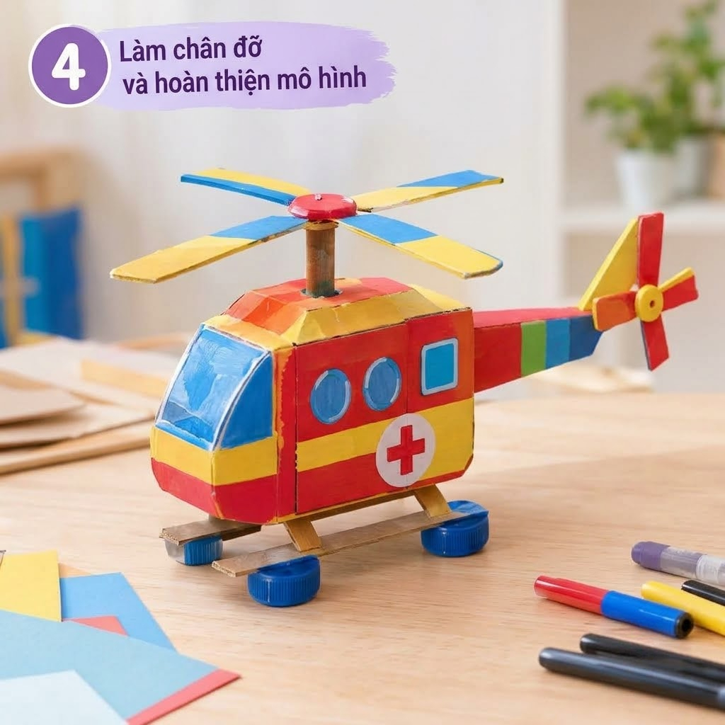 Hướng Dẫn Làm Đồ Chơi Máy Bay Trực Thăng Từ Vật Liệu Tái Chế Cho Trẻ Mầm Non